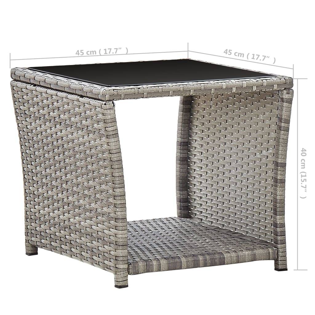 Vidaxl - Table basse Gris 45x45x40 cm Résine tressée et verre vidaXL 46068 - Imagen 3