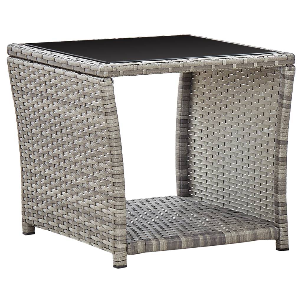 Vidaxl - Table basse Gris 45x45x40 cm Résine tressée et verre vidaXL 46068 - Imagen 1