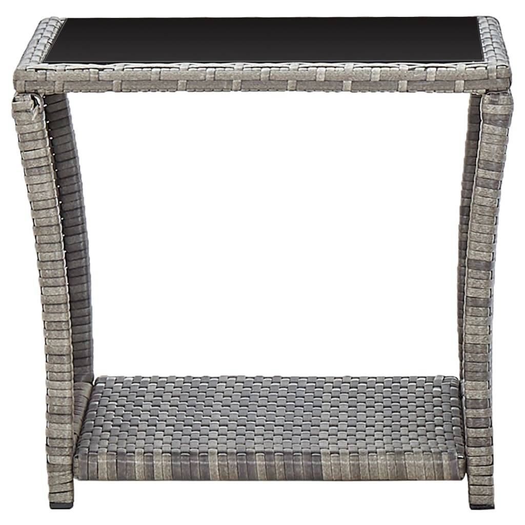 Vidaxl - Table basse Gris 45x45x40 cm Résine tressée et verre vidaXL 46068 - Imagen 2