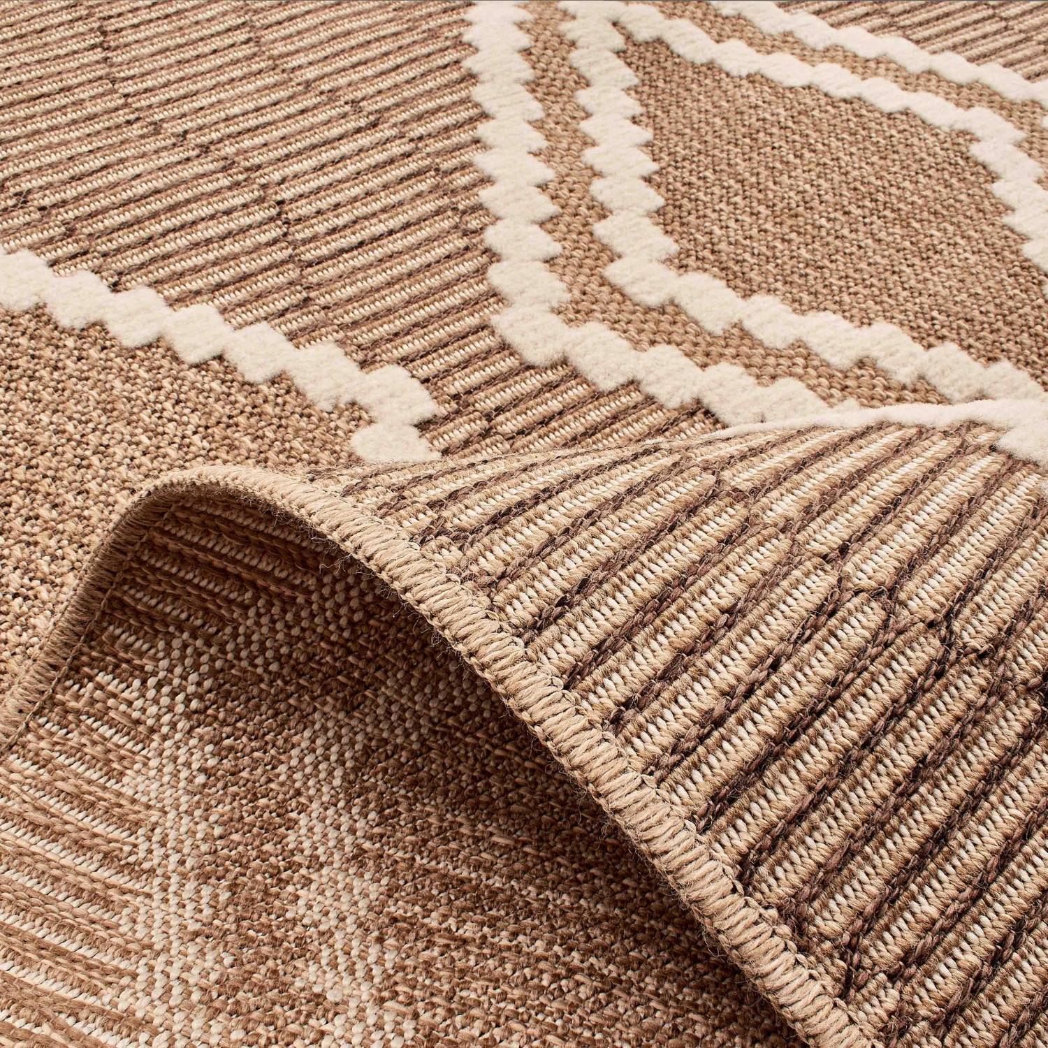 Autre - Tapis intérieur et extérieur en polypropylène marron 120x170cm - Imagen 3