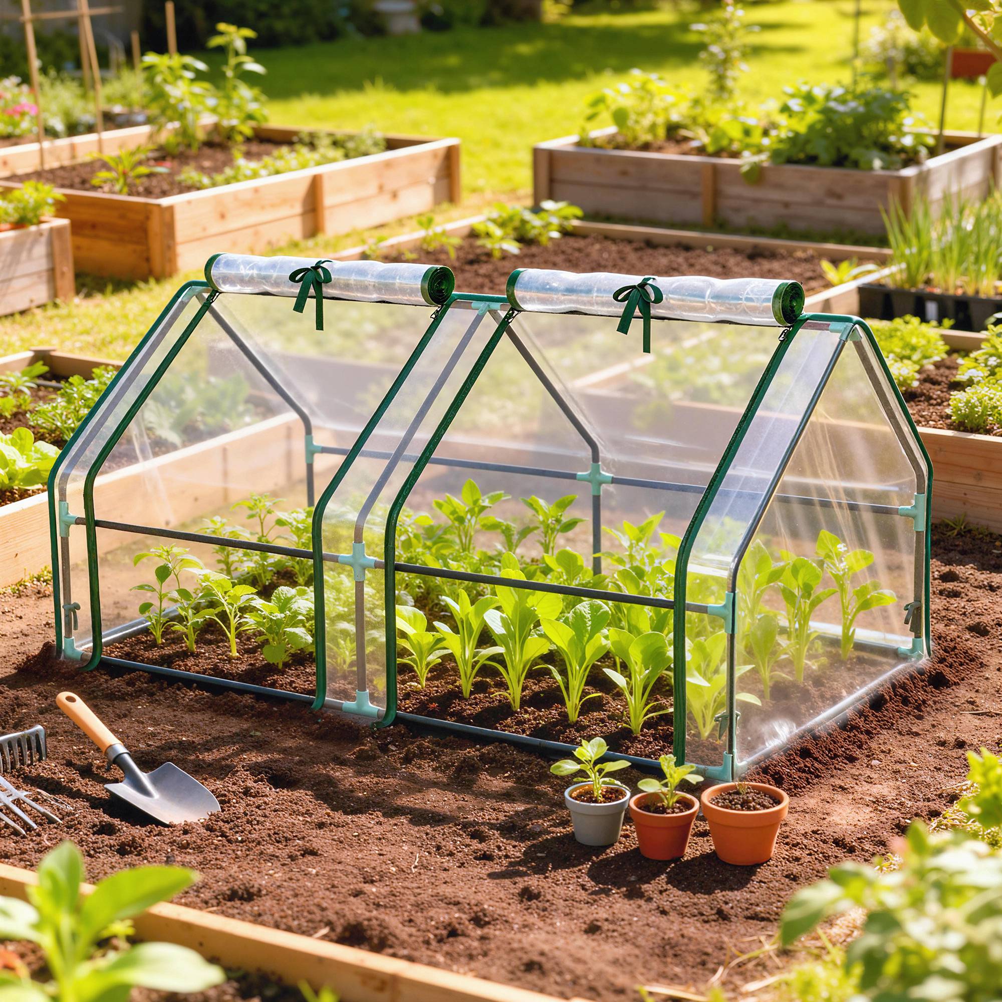ComfortXL - Mini serre tunnel de jardin en PVC transparent et acier 180 x 90 x 90 cm pour semis et légumes avec 2 fenêtres - Image 1