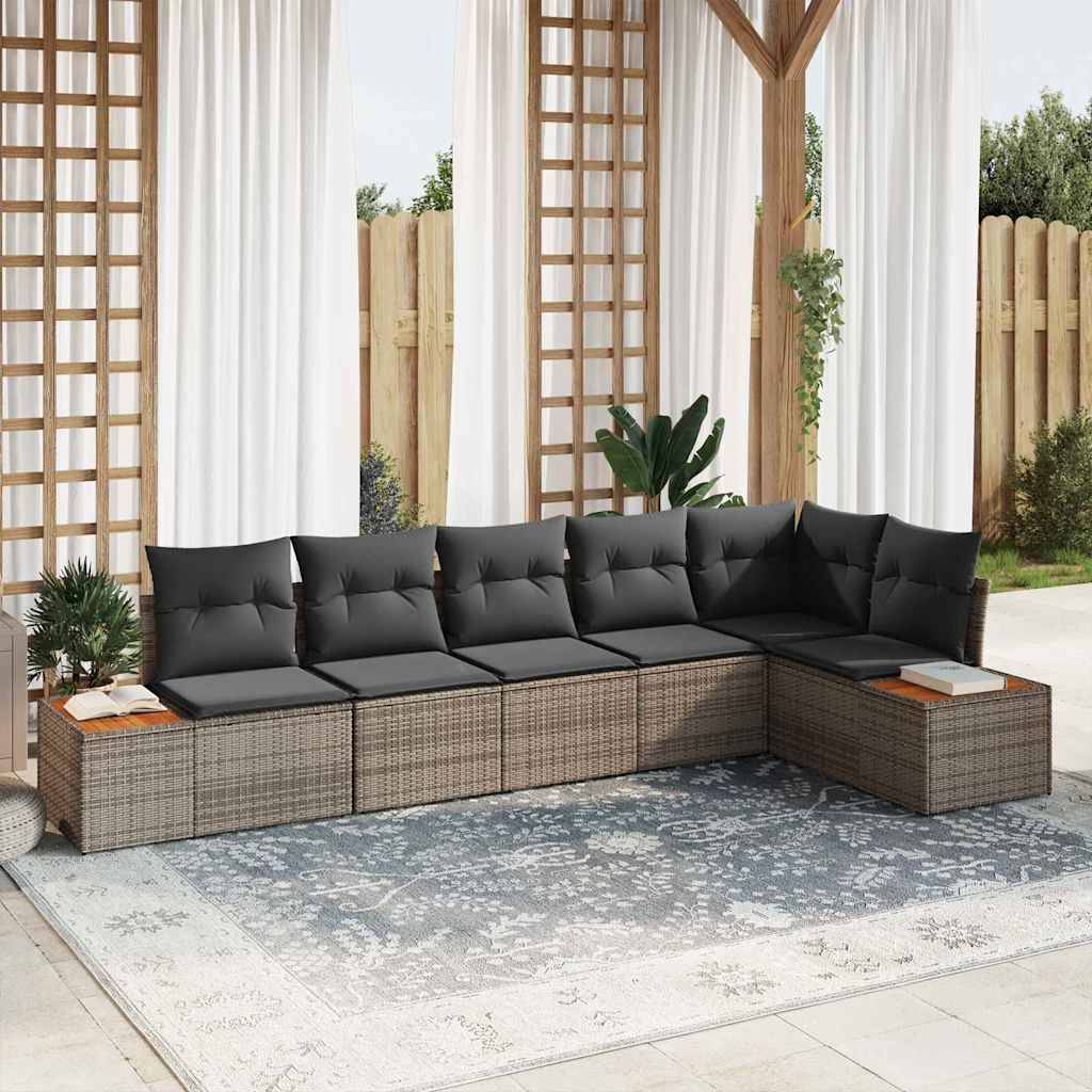 ComfortXL - Salon de jardin 6 places 6 pcs en polyrotin avec coussins confortables Gris clair – ComfortXL Outdoor Living - Image 1