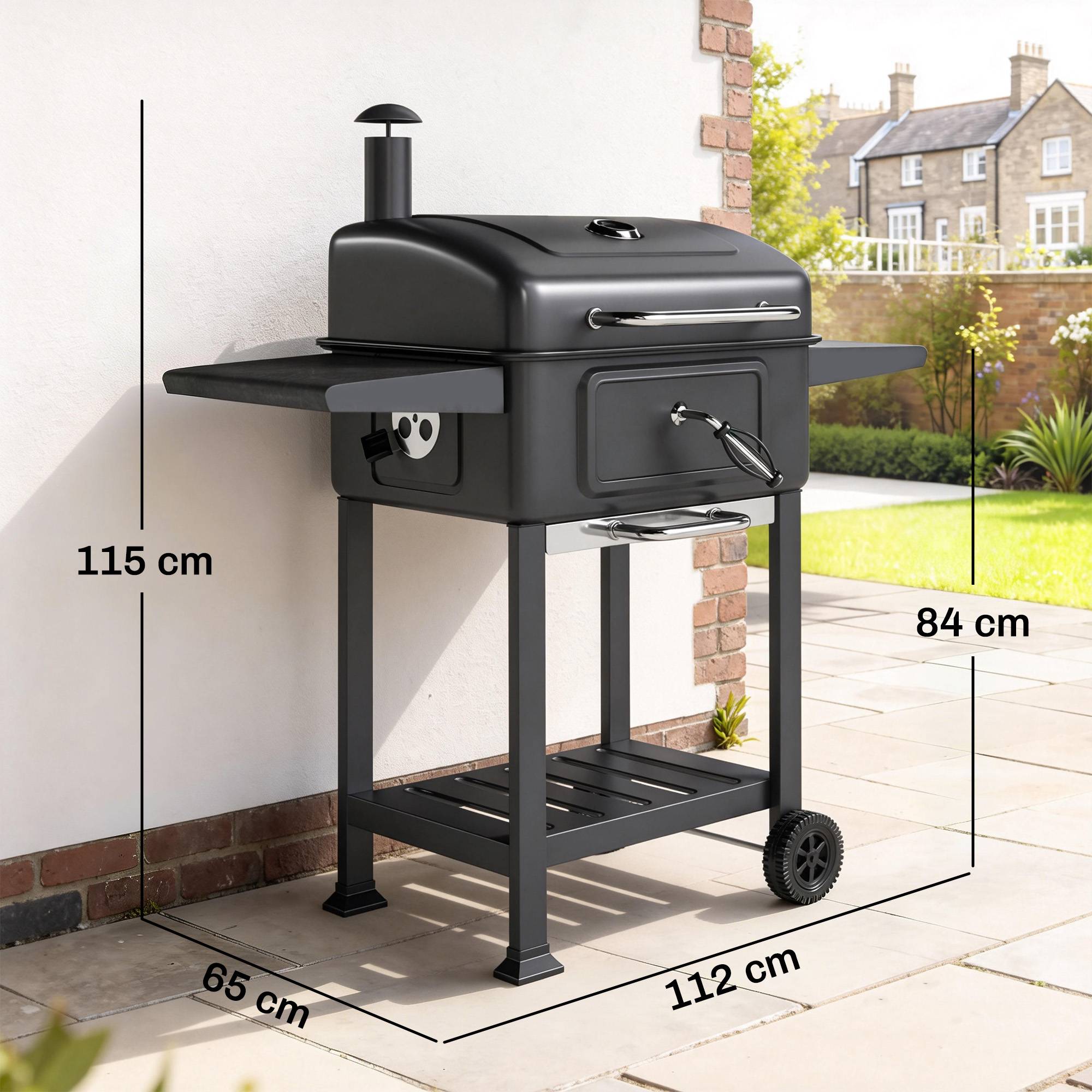 PANGIVO - Barbecue charbon de bois métal noir 112 x 65 x 115 cm - PANGIVO - Image 5