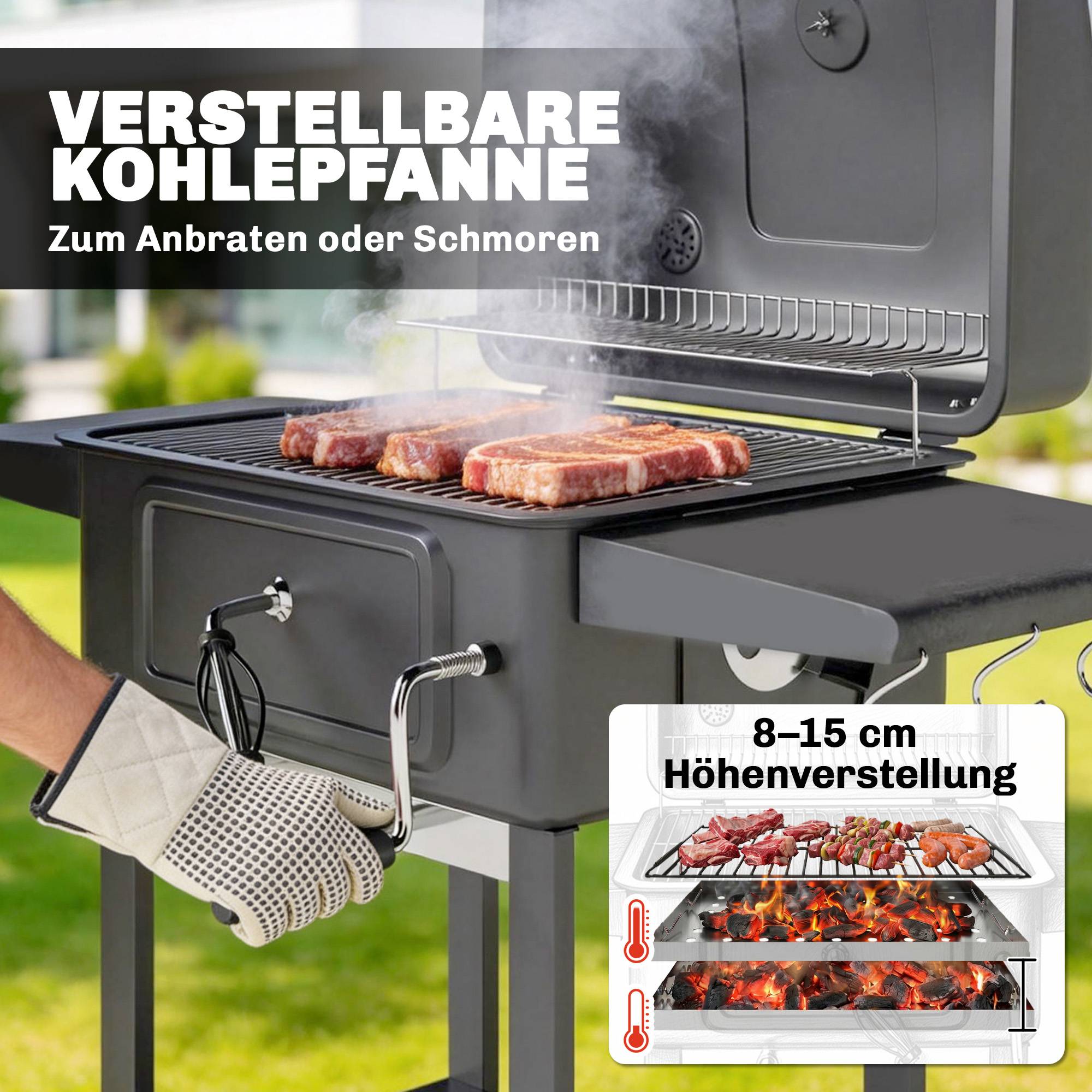 PANGIVO - Barbecue charbon de bois métal noir 112 x 65 x 115 cm - PANGIVO - Image 7