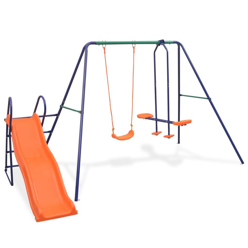 Helloshop26 - Ensemble de balançoire avec toboggan et 3 sièges orange - Imagen 1