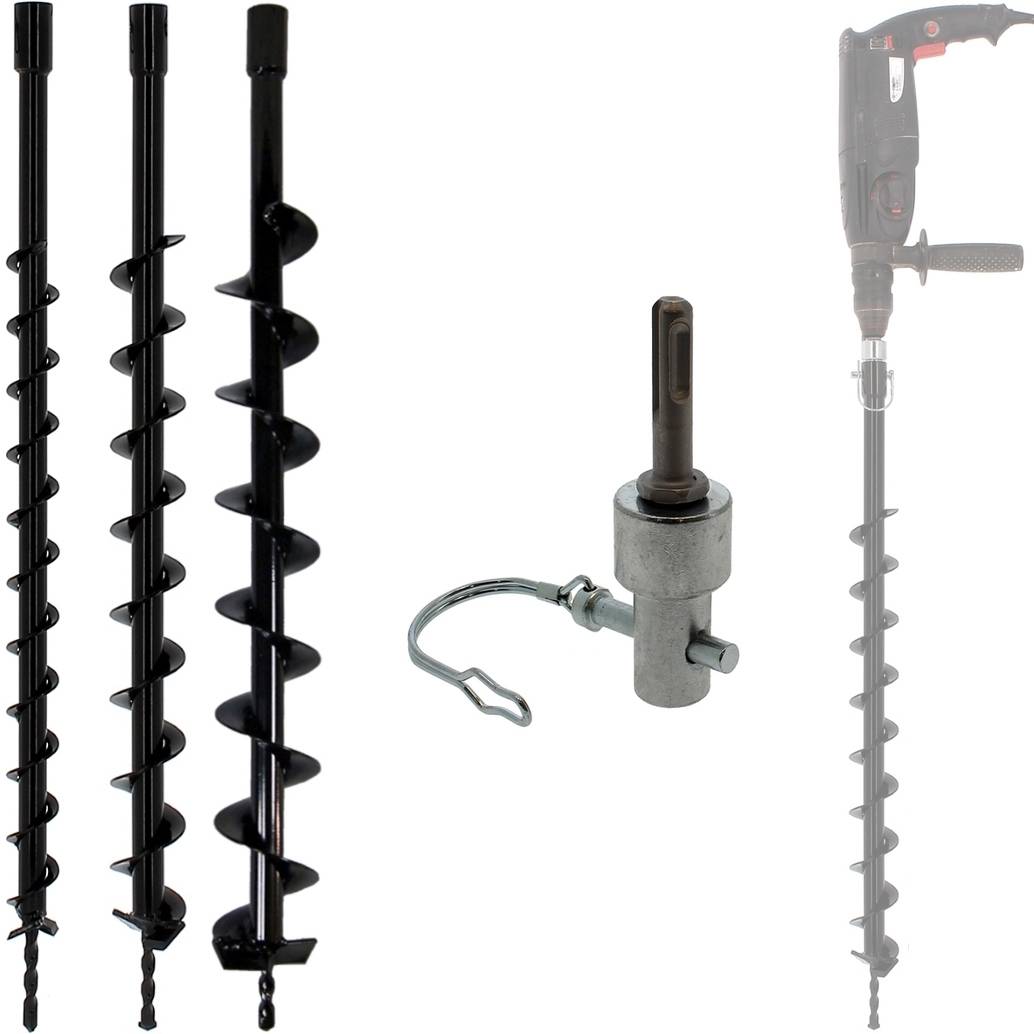 Gt Market - Lot de mèches de tarière Ø 40, 60 et 80 mm avec adaptateur pour perceuse et perforateur SDS-plus - GT MARKET - Imagen 1