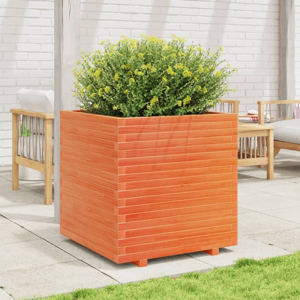 ComfortXL - Jardinière carrée haute bois de pin massif Cire marron 70x70x72,5cm – ComfortXL Outdoor Living - Image 3