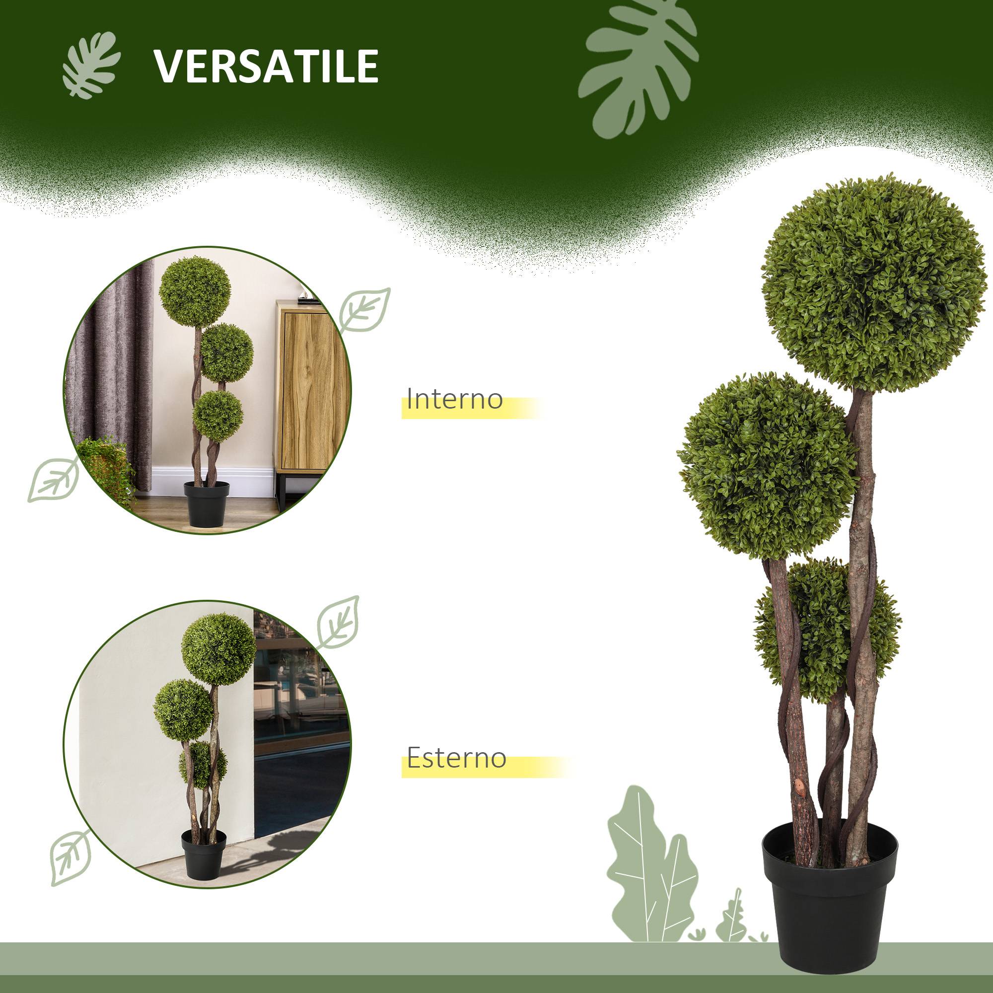 Buis artificiel 3 sphères, pot inclus, fond renforcé, hauteur 115cm - Image 7