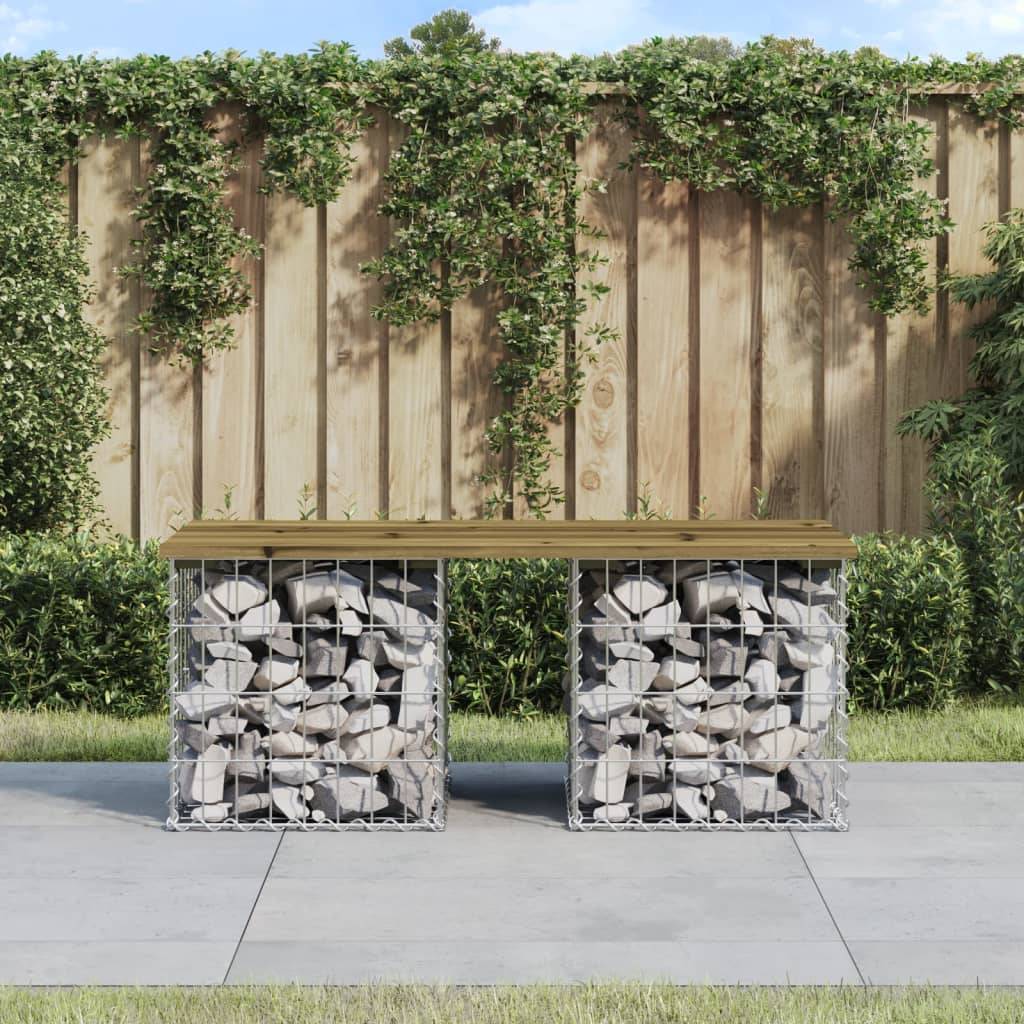 Maison Chic - Banc de jardin - Banc d'extérieur - Banquette design gabion 103x44x42 cm bois de pin imprégné - Imagen 2