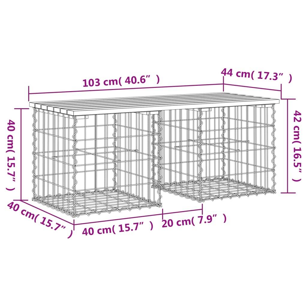 Maison Chic - Banc de jardin - Banc d'extérieur - Banquette design gabion 103x44x42 cm bois de pin imprégné - Imagen 8