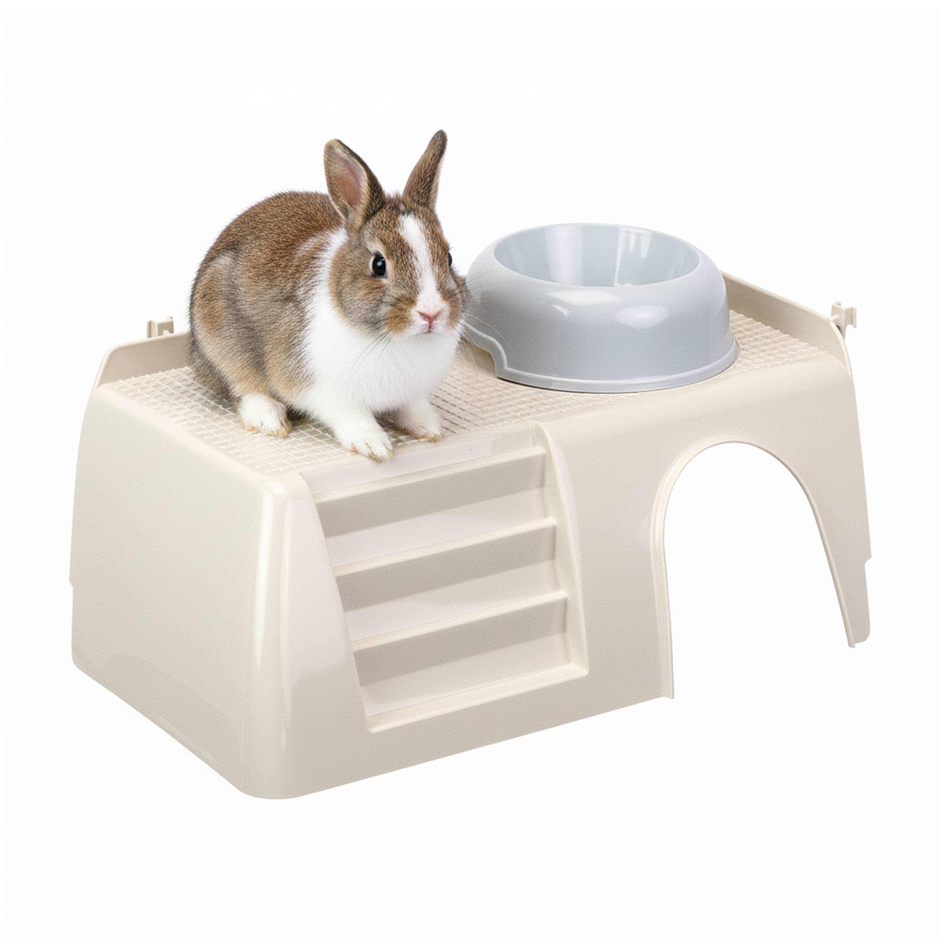 Ferplast - Maisonnette en plastique lapins cochons d’Inde rongeurs PUB 3252 gamelle marches porte - Imagen 3