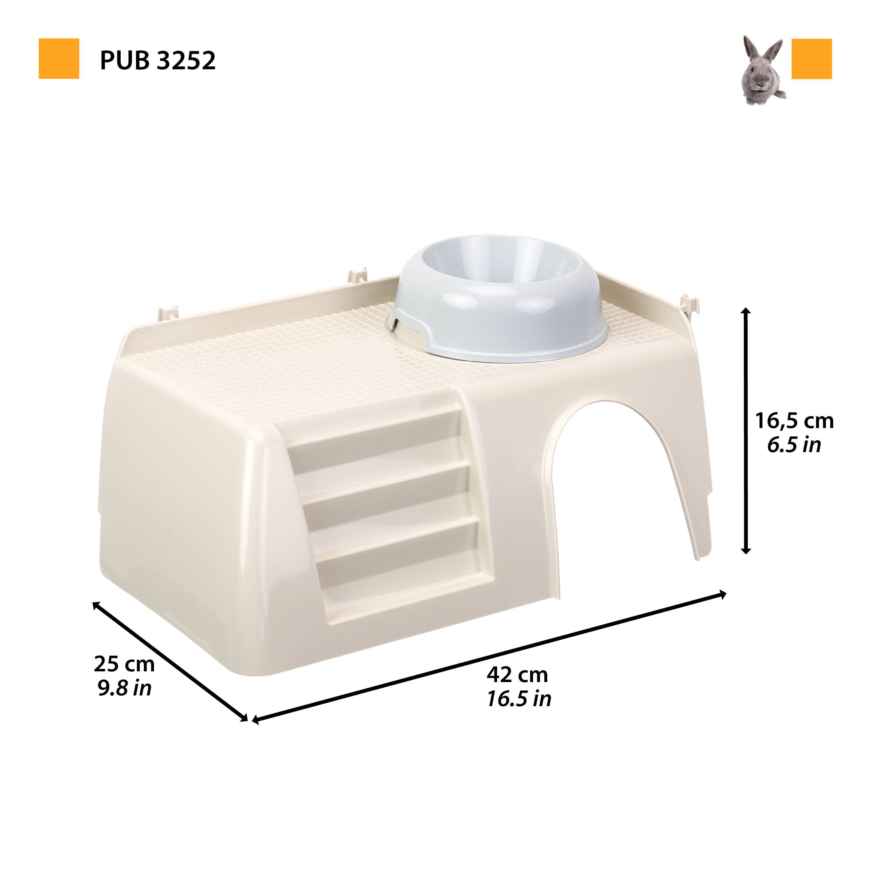 Ferplast - Maisonnette en plastique lapins cochons d’Inde rongeurs PUB 3252 gamelle marches porte - Imagen 2