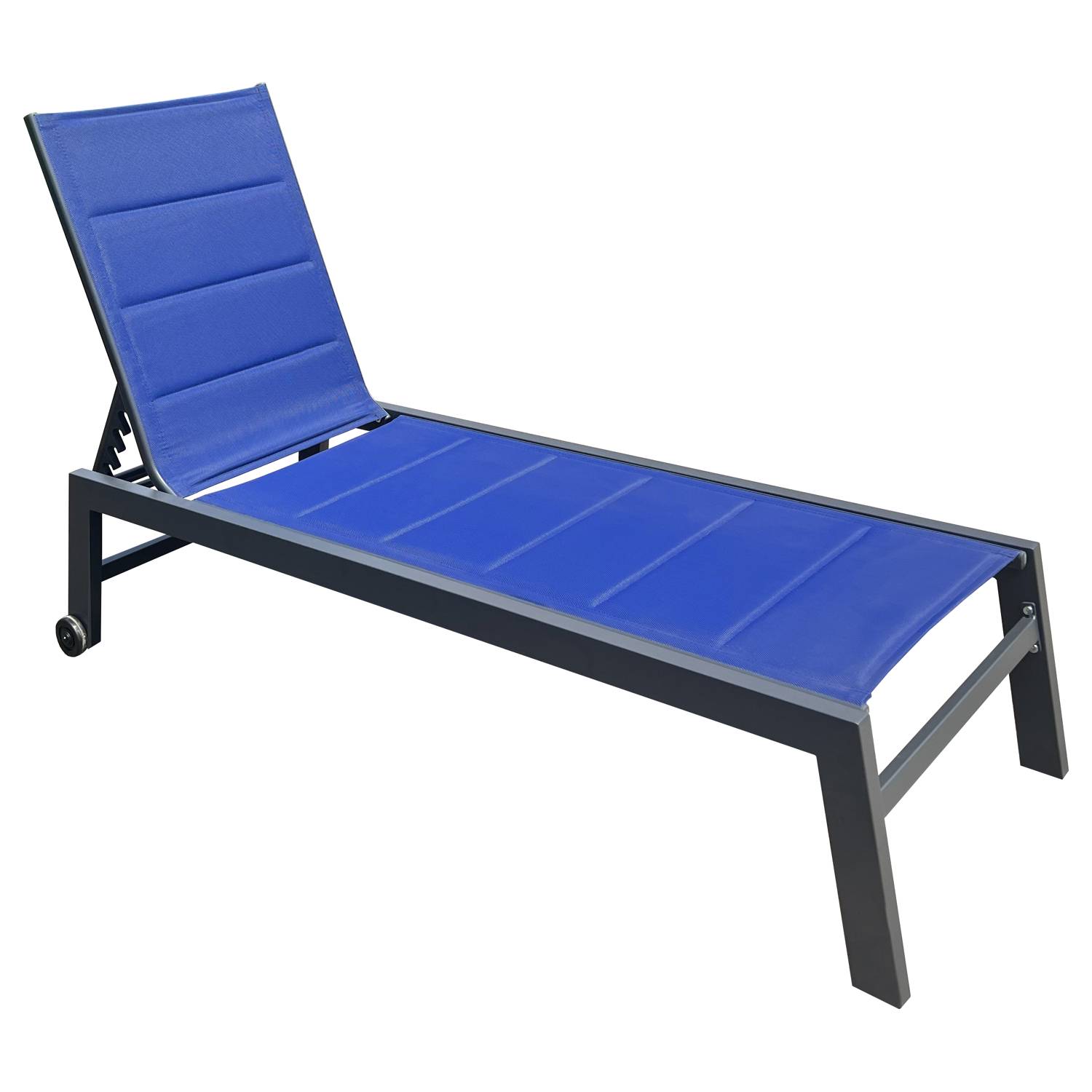 Happy Garden - Bain de soleil BARBADOS en textilène bleu foncé - aluminium anthracite - HAPPY GARDEN - Imagen 1