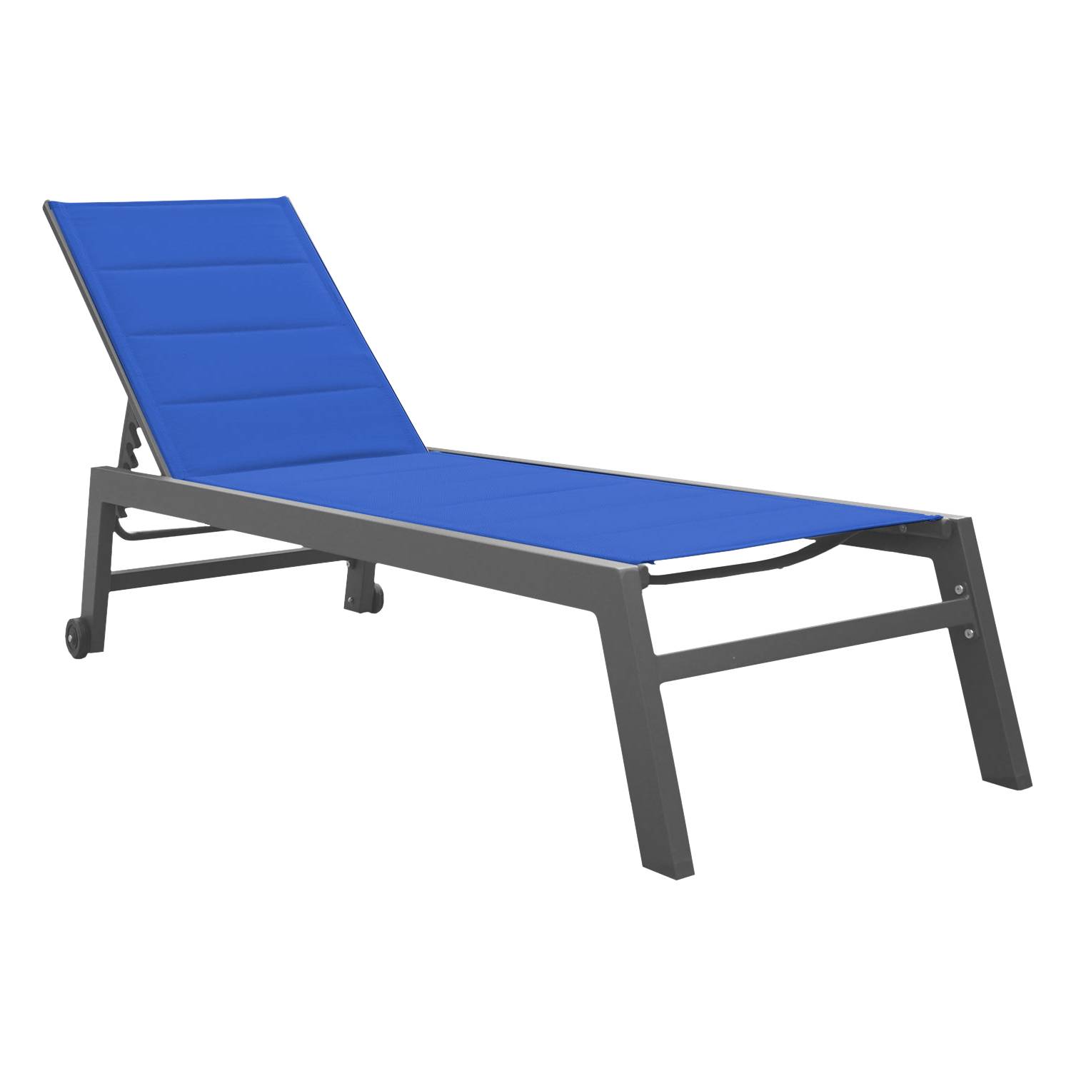 Happy Garden - Bain de soleil BARBADOS en textilène bleu foncé - aluminium anthracite - HAPPY GARDEN - Imagen 1