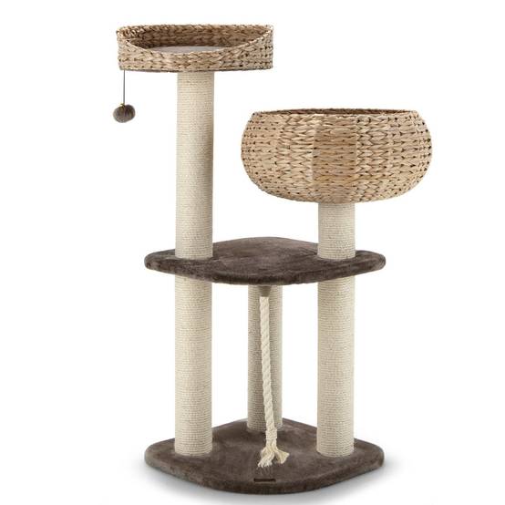 Helloshop26 - Arbre à chat 45 x 45 x 104 cm avec pompon suspendu corde et griffoirs enveloppés de sisal naturel pour chat/chaton - Imagen 1