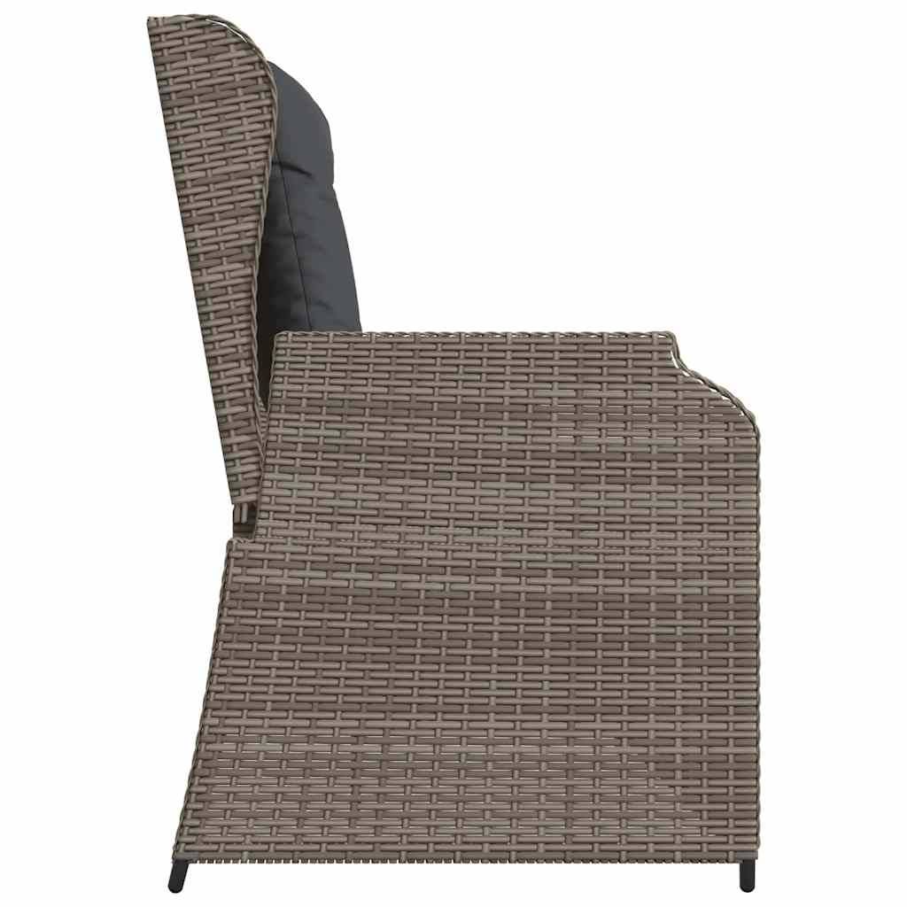 Banc inclinable de jardin | Banquette De Jardin | Banc Extérieur avec coussins gris résine tressée Maison Chic - Image 5