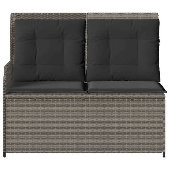 Banc inclinable de jardin | Banquette De Jardin | Banc Extérieur avec coussins gris résine tressée Maison Chic - Image 4