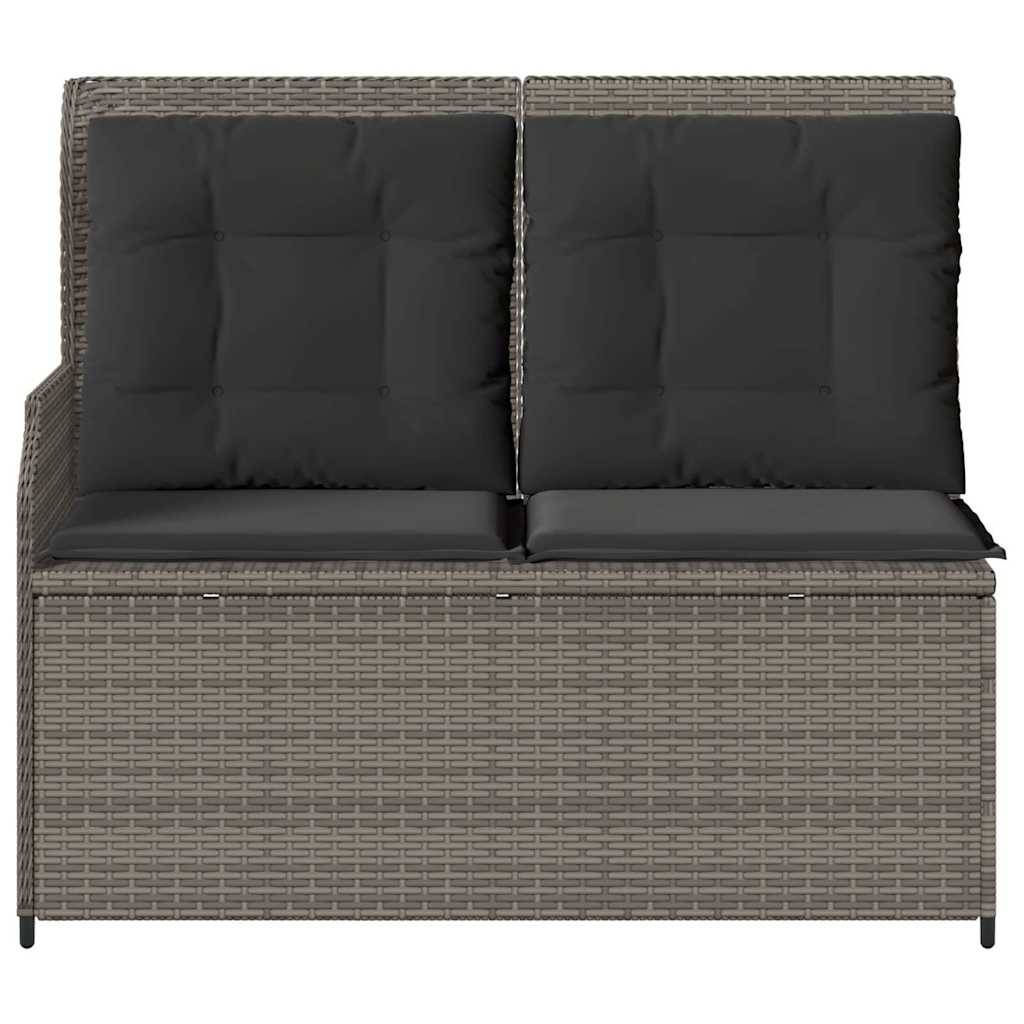 Banc inclinable de jardin | Banquette De Jardin | Banc Extérieur avec coussins gris résine tressée Maison Chic - Image 4