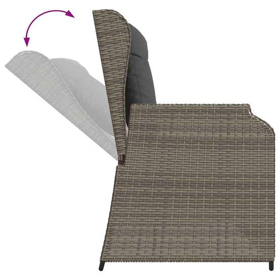 Banc inclinable de jardin | Banquette De Jardin | Banc Extérieur avec coussins gris résine tressée Maison Chic - Image 7