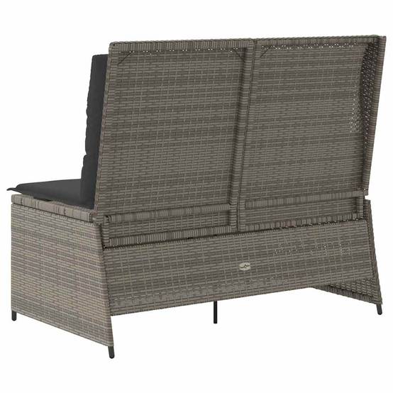 Banc inclinable de jardin | Banquette De Jardin | Banc Extérieur avec coussins gris résine tressée Maison Chic - Image 6