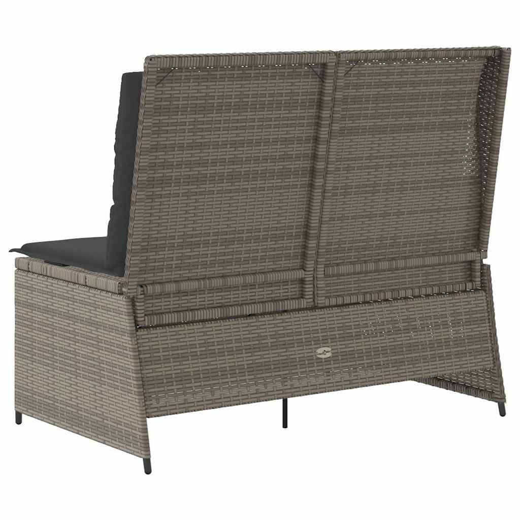 Banc inclinable de jardin | Banquette De Jardin | Banc Extérieur avec coussins gris résine tressée Maison Chic - Image 6