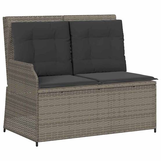 Banc inclinable de jardin | Banquette De Jardin | Banc Extérieur avec coussins gris résine tressée Maison Chic - Image 1