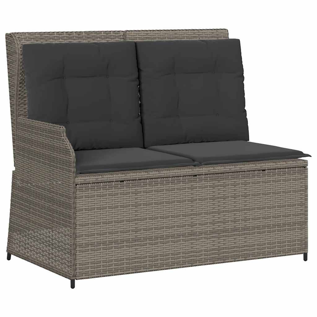 Banc inclinable de jardin | Banquette De Jardin | Banc Extérieur avec coussins gris résine tressée Maison Chic - Image 1