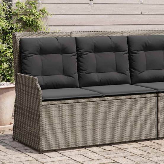 Banc inclinable de jardin | Banquette De Jardin | Banc Extérieur avec coussins gris résine tressée Maison Chic - Image 2