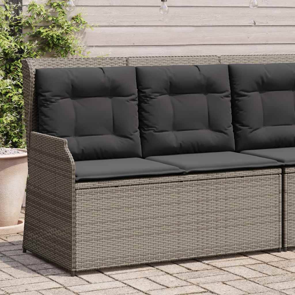 Banc inclinable de jardin | Banquette De Jardin | Banc Extérieur avec coussins gris résine tressée Maison Chic - Image 2