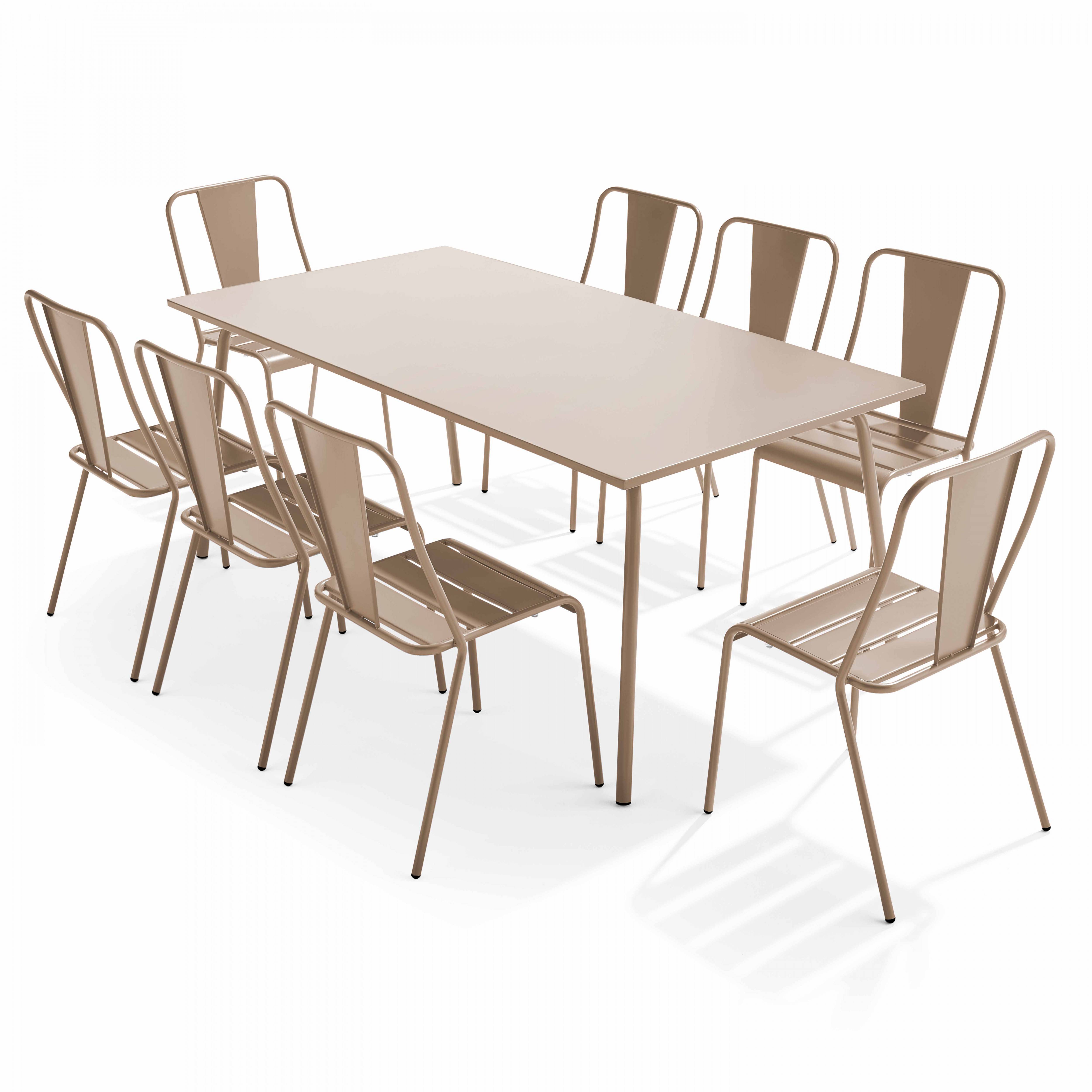 Oviala - Ensemble table de jardin et 8 chaises bistrot en acier taupe Palavas - Oviala - Imagen 1