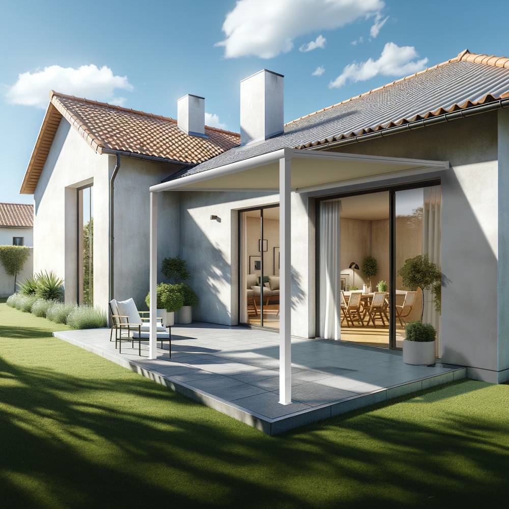 Pergola toile TILA 3,50x3,00m Motorisé à télécommande + manœuvre de secours (Ecru - Blanc) - Alia Productions - Imagen 1
