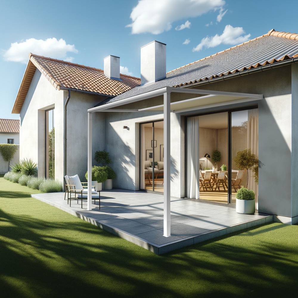 Pergola toile TILA 3,50x3,00m Motorisé à télécommande + manœuvre de secours (Ecru - Blanc) - Alia Productions - Imagen 2