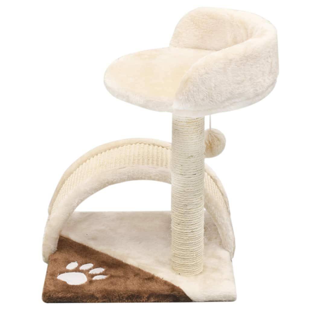 Helloshop26 - Arbre à chat griffoir grattoir niche jouet animaux peluché en sisal 40 cm beige et marron - Imagen 3