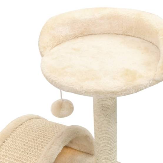 Helloshop26 - Arbre à chat griffoir grattoir niche jouet animaux peluché en sisal 40 cm beige et marron - Image 4