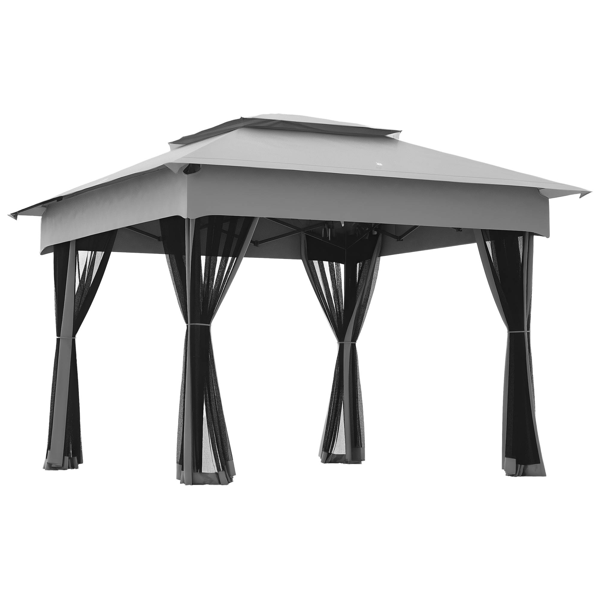 ComfortXL - Tonnelle pliante métal avec moustiquaires pour jardin toit double 3,25 x 3,25 m gris clair - ComfortXL Outdoor Living - Image 1