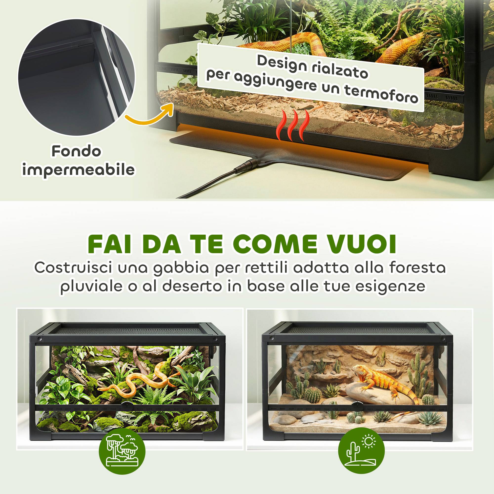 Terrarium Verre Pliable Reptiles Maison Aération Optimale 60x45cm Noir - ComfortXL Outdoor Living - Image 8