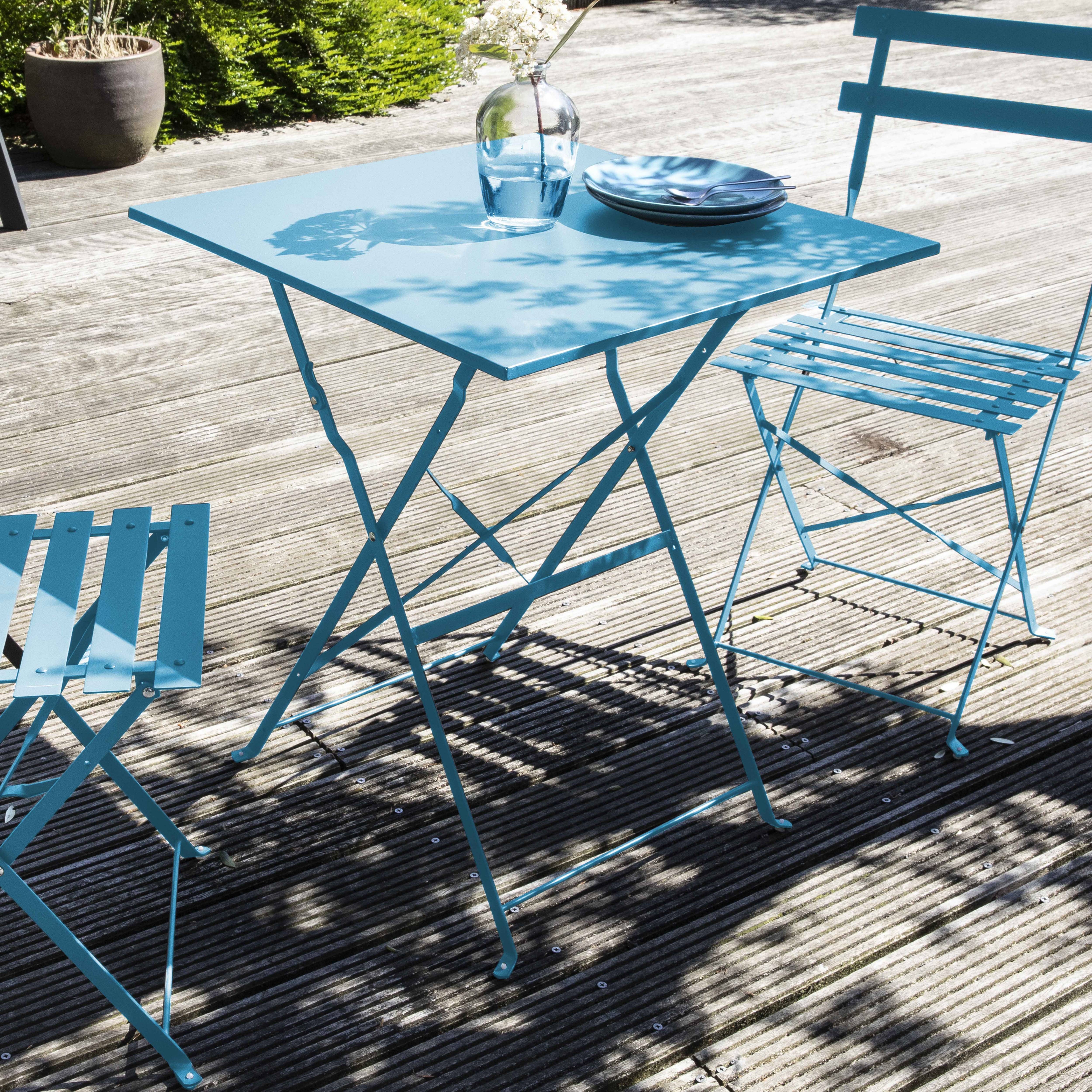 Oviala - Lot de 2 chaises pliantes en acier bleues Rome - Oviala - Imagen 6
