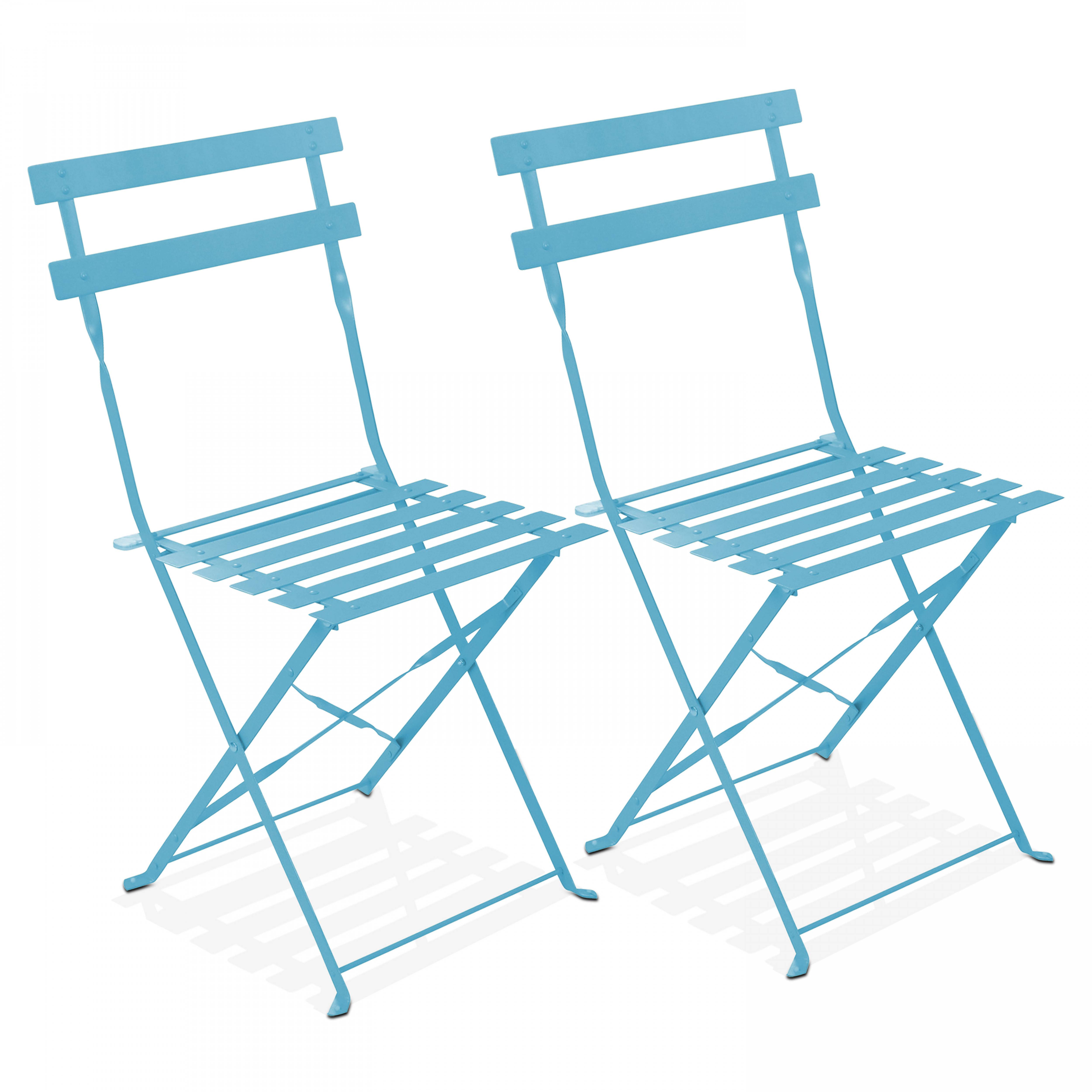 Oviala - Lot de 2 chaises pliantes en acier bleues Rome - Oviala - Imagen 1
