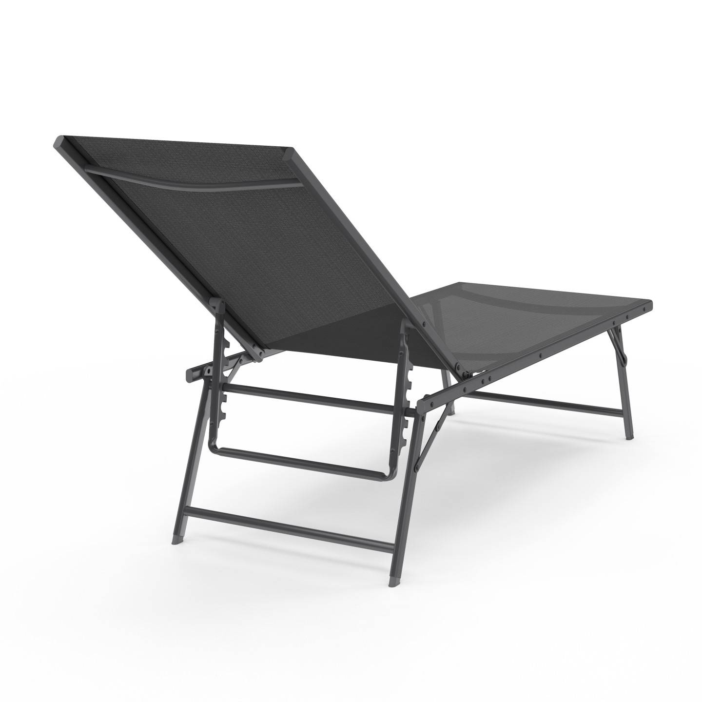 Lot de 2 transats de jardin inclinables KAILUA en acier gris anthracite et toile grise - Image 4