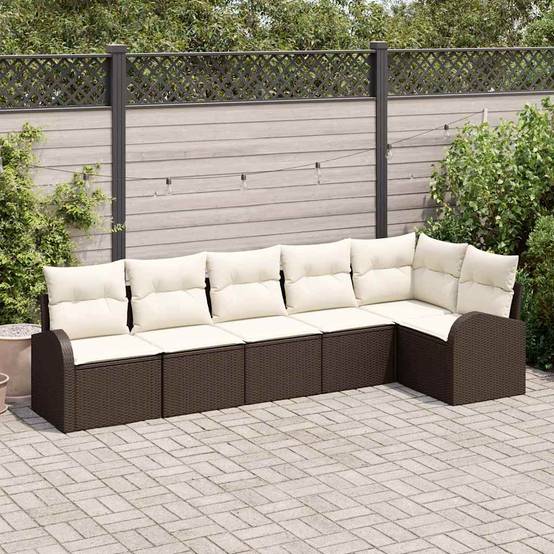 ComfortXL - Salon de jardin 6 places en Poly rotin modulable et confortable Marron et Blanc – ComfortXL Outdoor Living - Image 1