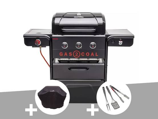 Char-broil - Barbecue hybride gaz et charbon Gas2coal Special Edition - 3 brûleurs + Housse + Kit 3 ustensiles - Char-Broil - Image 1
