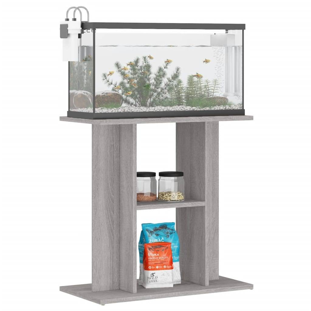 Meuble Aquarium Bois d'Ingénierie Support Rangement 60x30x60cm Gris Sonoma - ComfortXL Outdoor Living - Image 3