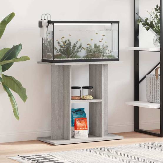 Meuble Aquarium Bois d'Ingénierie Support Rangement 60x30x60cm Gris Sonoma - ComfortXL Outdoor Living - Image 1