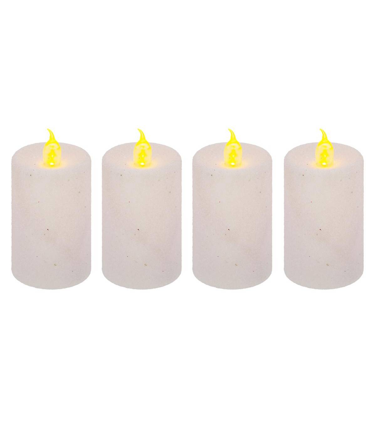 Lot de 4 Bougies lumineuses Blanc pailleté H 7.5 cm