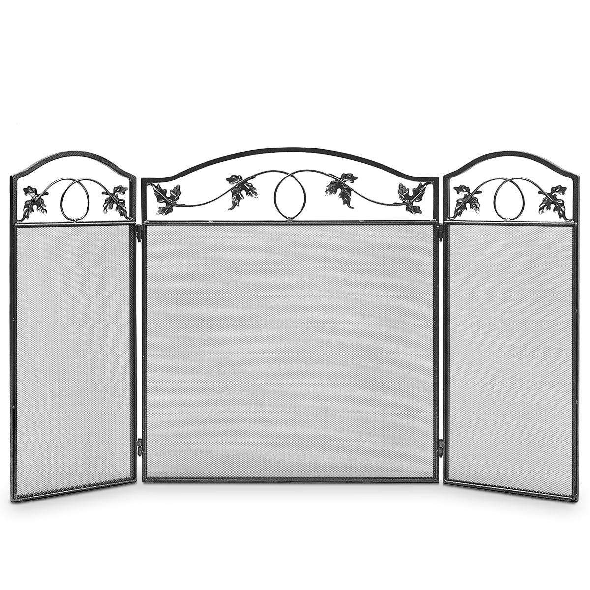 Helloshop26 - Clôture de cheminée cadre en métal robuste écran de cheminée pliable à 3 panneaux clôture en maille décorative sûre pour lntérieur et extérieur - Imagen 1