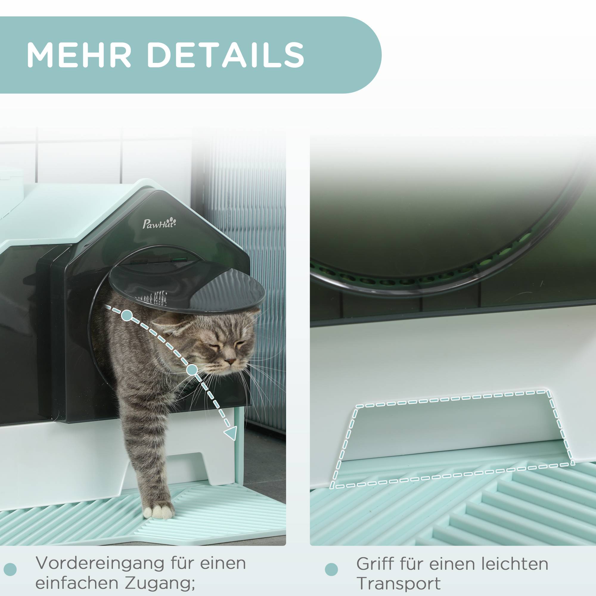 Maison de toilette cabane plastique chats propreté 47x45x42cm bleu - ComfortXL Outdoor Living - Image 9