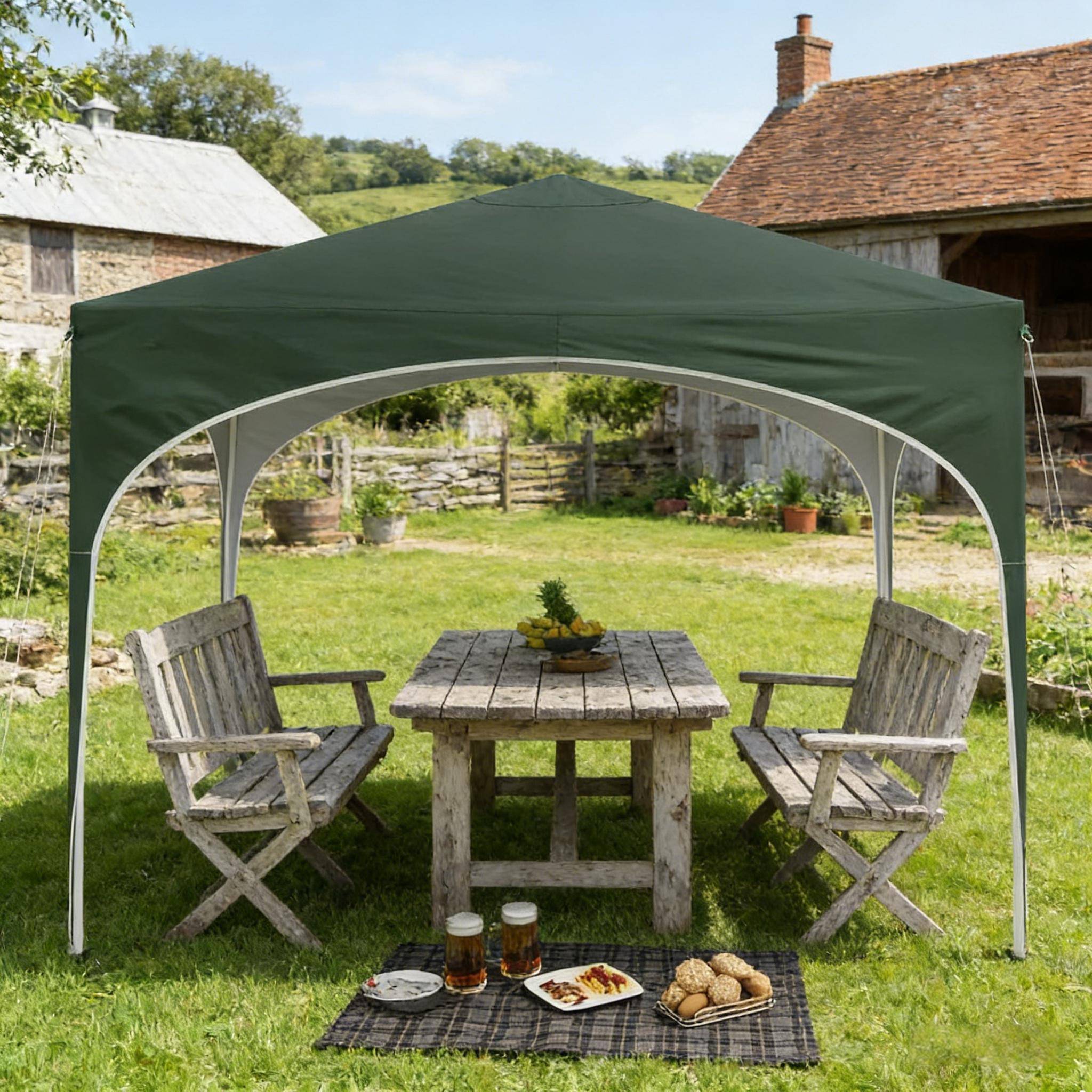 ComfortXL - Tonnelle pliante métal tissu Oxford jardin terrasse protection pluie 3x3m vert - ComfortXL Outdoor Living - Image 4