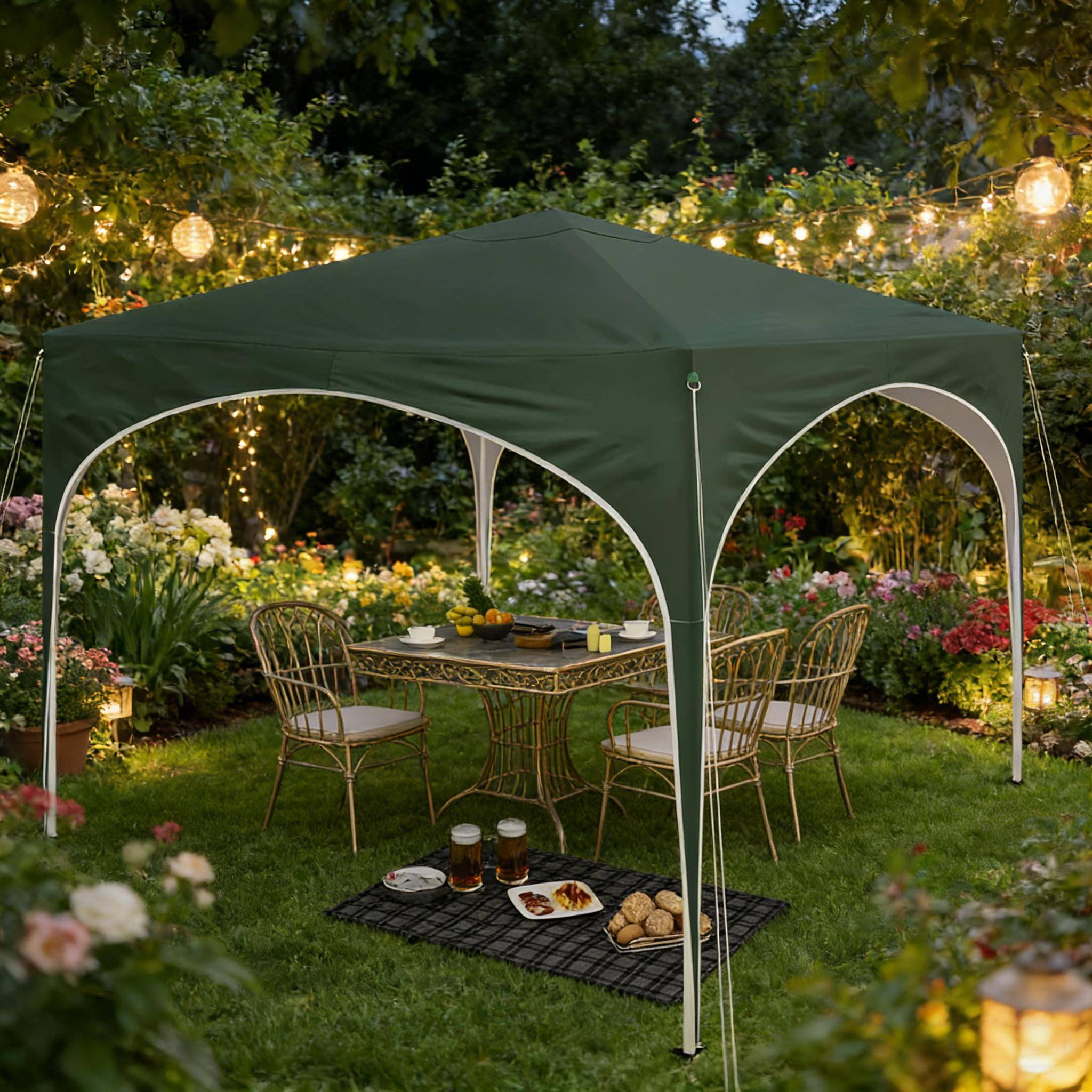 ComfortXL - Tonnelle pliante métal tissu Oxford jardin terrasse protection pluie 3x3m vert - ComfortXL Outdoor Living - Image 1