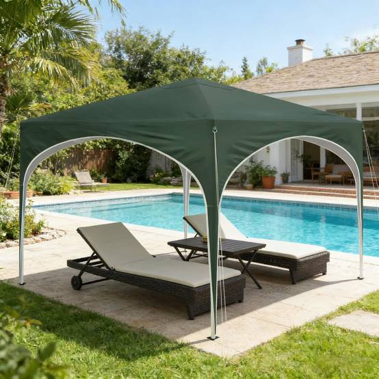 ComfortXL - Tonnelle pliante métal tissu Oxford jardin terrasse protection pluie 3x3m vert - ComfortXL Outdoor Living - Image 3