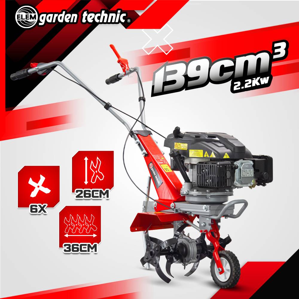 Elem Garden Technic - Motoculteur thermique 139cc - 4 fraises - largeur de travail 36cm - Elem Garden Technic - Image 3